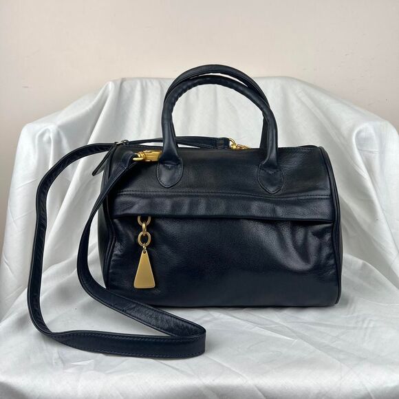 AMERICANA BY SHARIF Blue leather tote Dual compartment design with center zipper - Picture 1 of 8